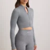 FlexiRib-Cropped-Jacke in Grau meliert FlexiRib-Cropped-Jacke in Grau meliert