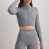 FlexiRib-Cropped-Jacke in Grau meliert FlexiRib-Cropped-Jacke in Grau meliert