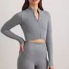 FlexiRib-Cropped-Jacke in Grau meliert FlexiRib-Cropped-Jacke in Grau meliert