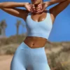 FlexiRib-Shorts mit hoher Taille in Blau