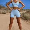 FlexiRib-Shorts mit hoher Taille in Blau