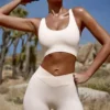 FlexiRib-Shorts mit hoher Taille in Elfenbein