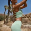 FlexiRib-Shorts mit hoher Taille in Grün