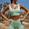 FlexiRib-Shorts mit hoher Taille in Grün