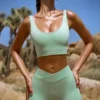 FlexiRib-Shorts mit hoher Taille in Grün