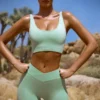 FlexiRib-Shorts mit hoher Taille in Grün