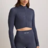 FlexiRib Zip-Up Cropped Jacket in Indigo Slate FlexiRib Zip-Up Cropped Jacket in Indigo Slate