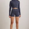 FlexiRib Zip-Up Cropped Jacket in Indigo Slate FlexiRib Zip-Up Cropped Jacket in Indigo Slate