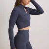 FlexiRib Zip-Up Cropped Jacket in Indigo Slate FlexiRib Zip-Up Cropped Jacket in Indigo Slate