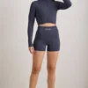 FlexiRib Zip-Up Cropped Jacket in Indigo Slate FlexiRib Zip-Up Cropped Jacket in Indigo Slate