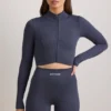 FlexiRib Zip-Up Cropped Jacket in Indigo Slate FlexiRib Zip-Up Cropped Jacket in Indigo Slate