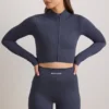 FlexiRib Zip-Up Cropped Jacket in Indigo Slate FlexiRib Zip-Up Cropped Jacket in Indigo Slate