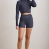 FlexiRib Zip-Up Cropped Jacket in Indigo Slate FlexiRib Zip-Up Cropped Jacket in Indigo Slate