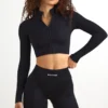 FlexiRib Zip-Up Cropped Jacket in Schwarz FlexiRib Zip-Up Cropped Jacket in Schwarz