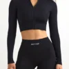 FlexiRib Zip-Up Cropped Jacket in Schwarz FlexiRib Zip-Up Cropped Jacket in Schwarz