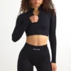 FlexiRib Zip-Up Cropped Jacket in Schwarz FlexiRib Zip-Up Cropped Jacket in Schwarz