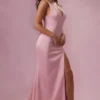 Florienne Satin-Brautjungfernkleid mit Drapierung in Blush Pink Florienne Satin-Brautjungfernkleid mit Drapierung in Blush Pink
