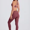 Foldover-Leggings mit mittlerer Leibhöhe und Steg in Acai