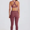 Foldover-Leggings mit mittlerer Leibhöhe und Steg in Acai