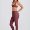 Foldover-Leggings mit mittlerer Leibhöhe und Steg in Acai