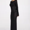 Frances transparentes Jersey-Maxikleid mit langen Ärmeln und rückenfreiem Ausschnitt in Schwarz