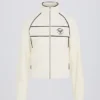 Frottee-Sweatshirt mit Reißverschluss und verkürztem Schnitt in Elfenbein Frottee-Sweatshirt mit Reißverschluss und verkürztem Schnitt in Elfenbein