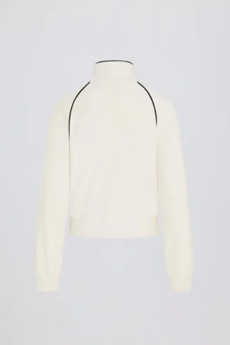 Frottee-Sweatshirt mit Reißverschluss und verkürztem Schnitt in Elfenbein