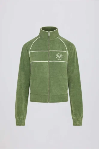 Frottee-Sweatshirt mit Reißverschluss und verkürztem Schnitt in Grün