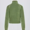 Frottee-Sweatshirt mit Reißverschluss und verkürztem Schnitt in Grün Frottee-Sweatshirt mit Reißverschluss und verkürztem Schnitt in Grün