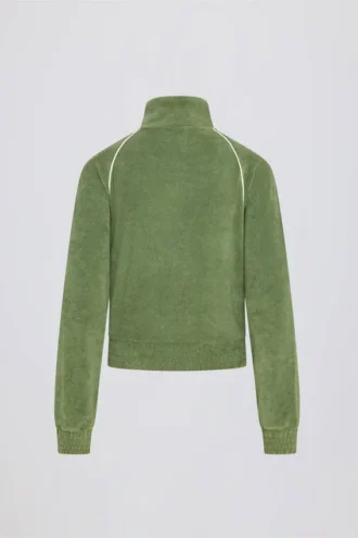 Frottee-Sweatshirt mit Reißverschluss und verkürztem Schnitt in Grün