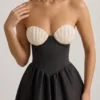 Gabrielle trägerloses Midi-Korsettkleid in Schwarz