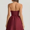 Gabrielle trägerloses Midi-Korsettkleid in Weinrot