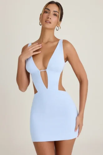 Gaia Cut-Out A-Linien-Minikleid in Periwinkle-Blau