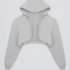 Gebrüster Jersey-Hoodie mit Kapuze in Nebelgrau Gebrüster Jersey-Hoodie mit Kapuze in Nebelgrau