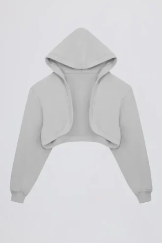 Gebrüster Jersey-Hoodie mit Kapuze in Nebelgrau