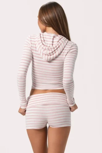 Mini-Shorts aus geripptem Jersey mit rosa Streifen Mini-Shorts aus geripptem Jersey mit rosa Streifen
