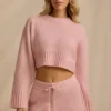 Gekürzter Pullover aus geripptem Strick in Blush Pink Gekürzter Pullover aus geripptem Strick in Blush Pink