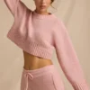 Gekürzter Pullover aus geripptem Strick in Blush Pink Gekürzter Pullover aus geripptem Strick in Blush Pink