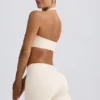 Geraffte Mini-Shorts in Elfenbein-Mélange