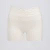 Geraffte Mini-Shorts in Elfenbein-Mélange