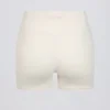 Geraffte Mini-Shorts in Elfenbein-Mélange