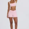 Geraffte Mini-Shorts in Hellrosa-Mélange