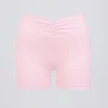 Geraffte Mini-Shorts in Hellrosa-Mélange