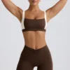 Geraffte Mini-Shorts in Pecan-Melange