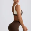 Geraffte Mini-Shorts in Pecan-Melange