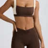 Geraffte Mini-Shorts in Pecan-Melange