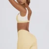 Geraffte Minishorts in Lemon-Mélange