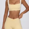 Geraffte Minishorts in Lemon-Mélange