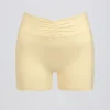 Geraffte Minishorts in Lemon-Mélange