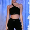 Gerippte Biker-Shorts in Schwarz